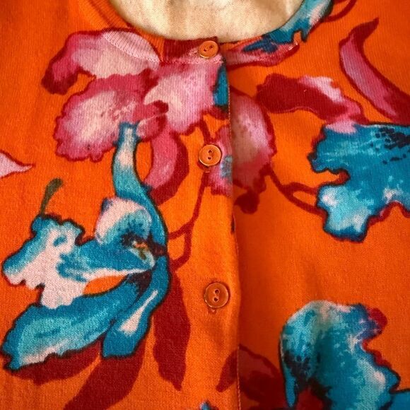 Isaac Mizrahi Live Tropical Floral Print Cardigan with 3/4 sleeves. Size XS. - Picture 4 of 7